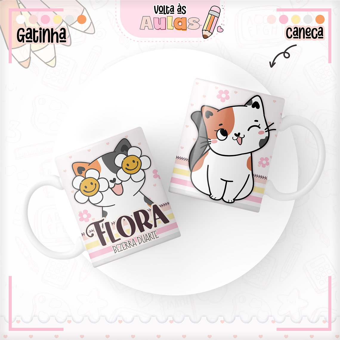 Arquivo Encadernação Kit Escolar - Gatinha 13