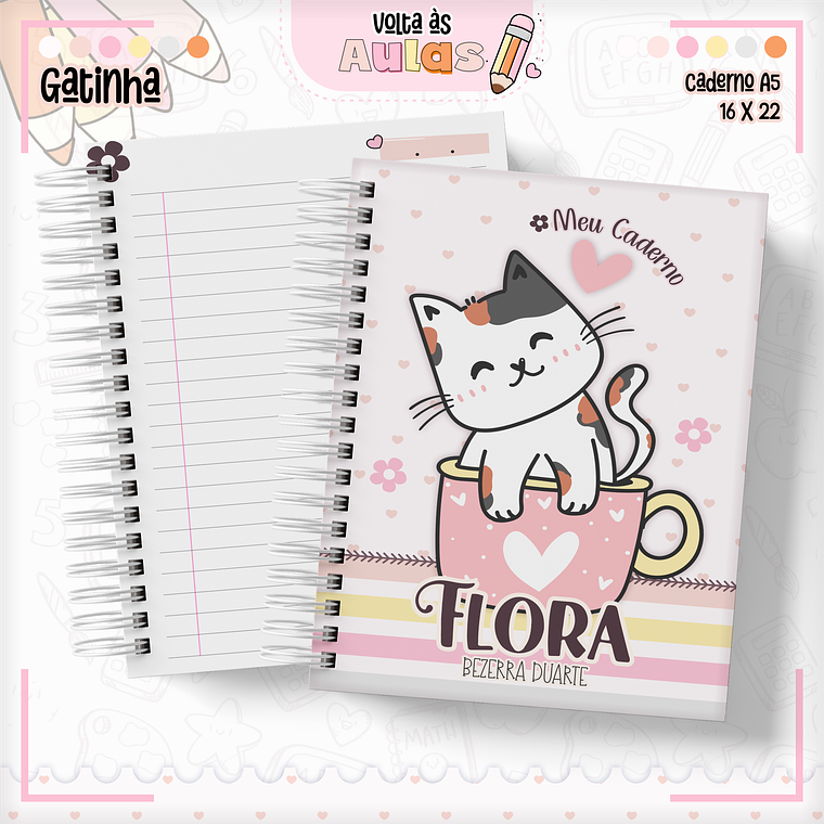 Arquivo Encadernação Kit Escolar - Gatinha 15