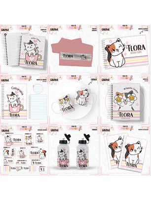 Arquivo Encadernação Kit Escolar - Gatinha