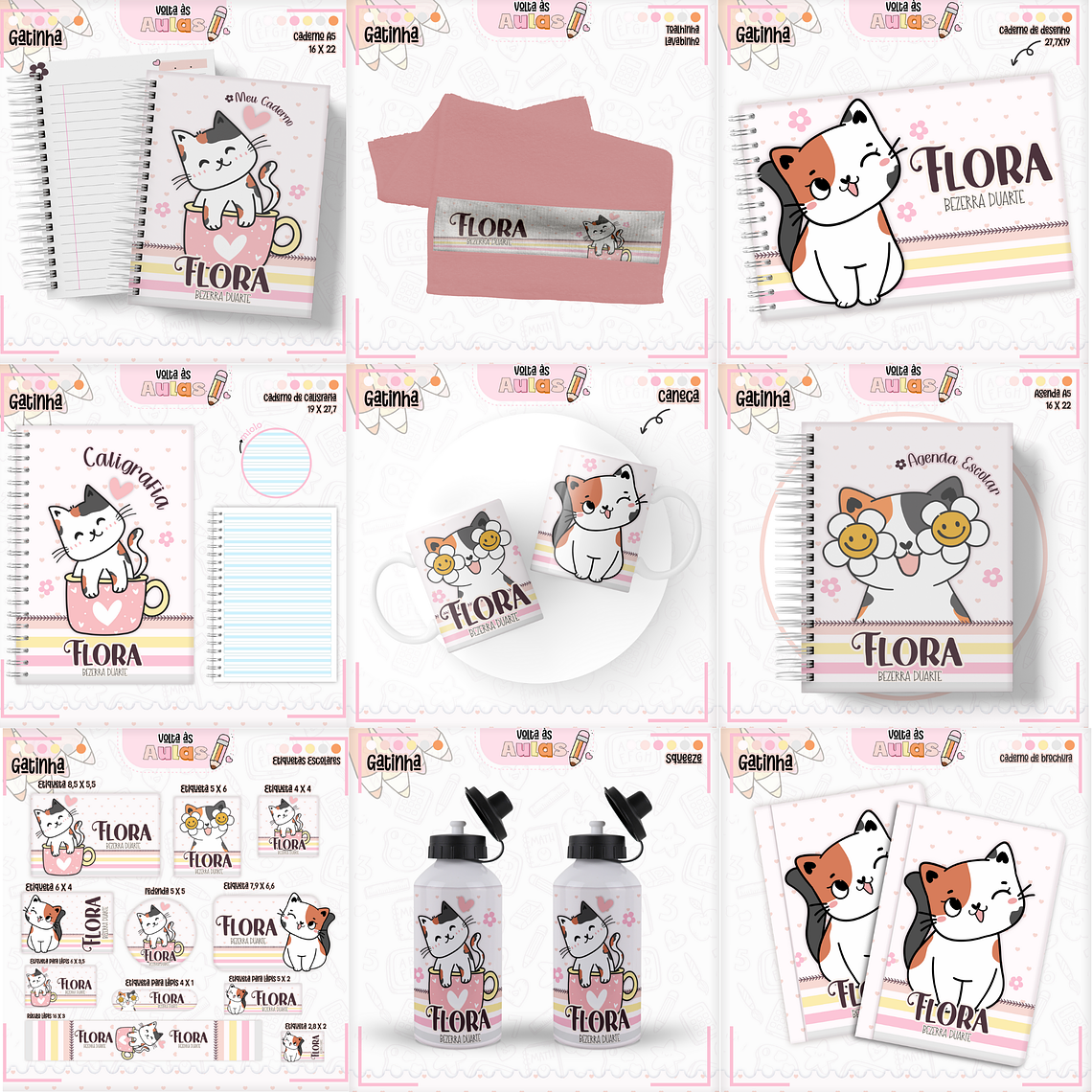 Arquivo Encadernação Kit Escolar - Gatinha 1