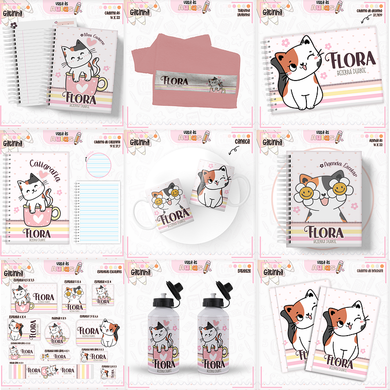 Arquivo Encadernação Kit Escolar - Gatinha 1