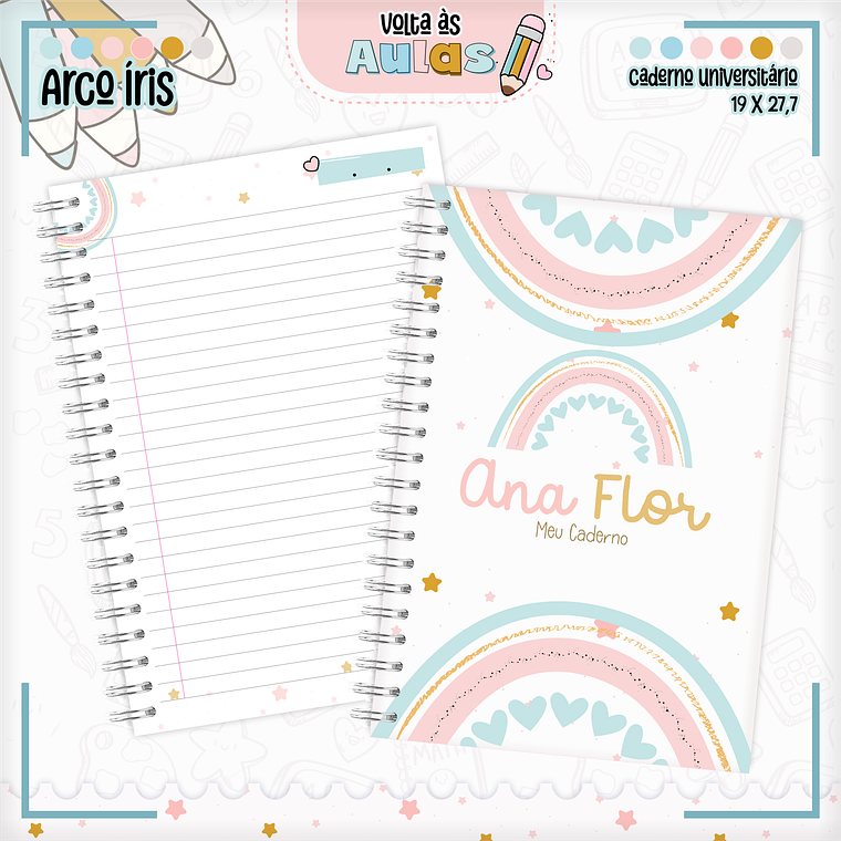 Arquivo Encadernação Kit Escolar - Arco-Íris 3