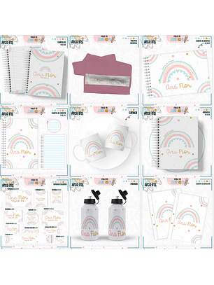 Arquivo Encadernação Kit Escolar - Arco-Íris