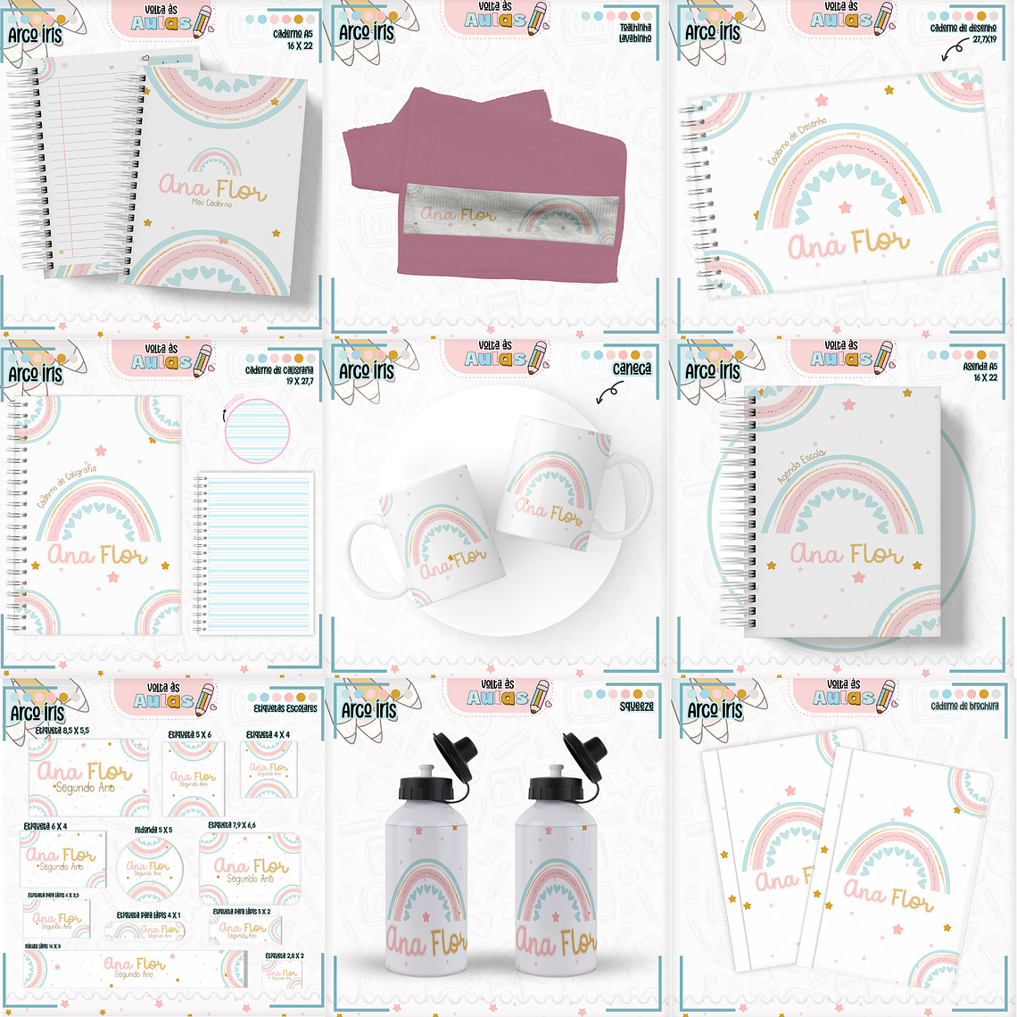 Arquivo Encadernação Kit Escolar - Arco-Íris 1