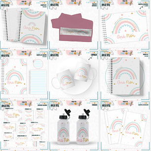 Arquivo Encadernação Kit Escolar - Arco-Íris
