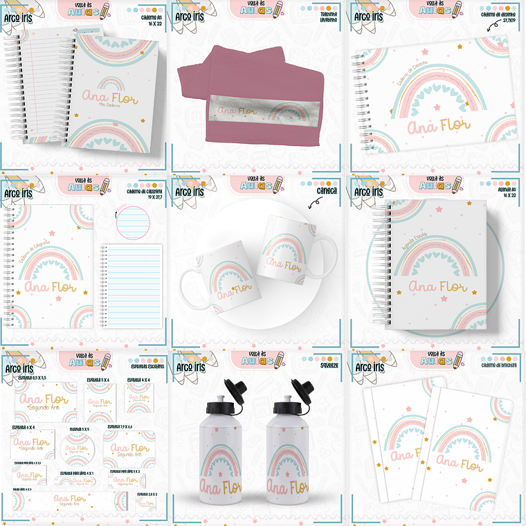 Arquivo Encadernação Kit Escolar - Arco-Íris 1
