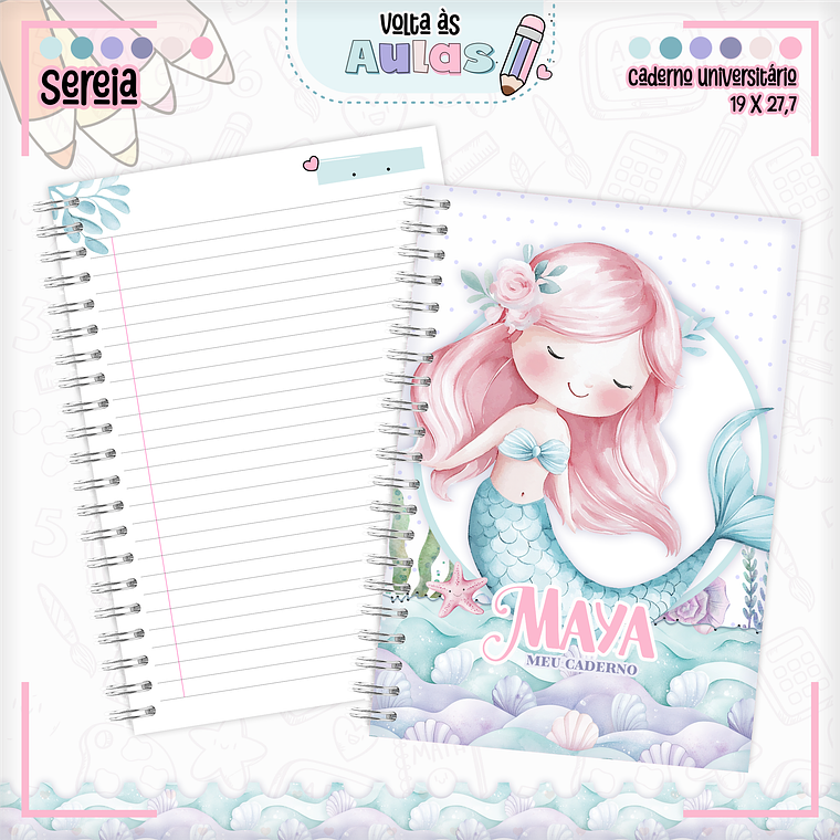 Arquivo Encadernação Kit Escolar - Sereia 2