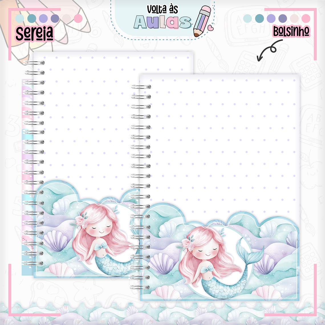 Arquivo Encadernação Kit Escolar - Sereia 3