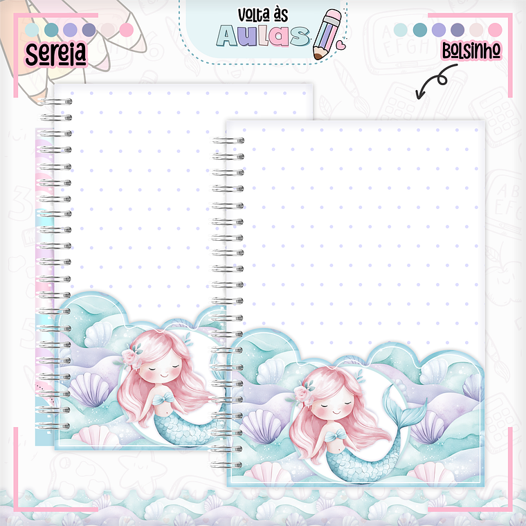 Arquivo Encadernação Kit Escolar - Sereia 3