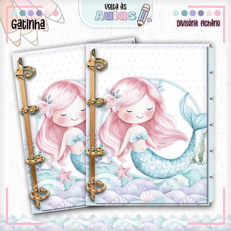 Arquivo Encadernação Kit Escolar - Sereia 4
