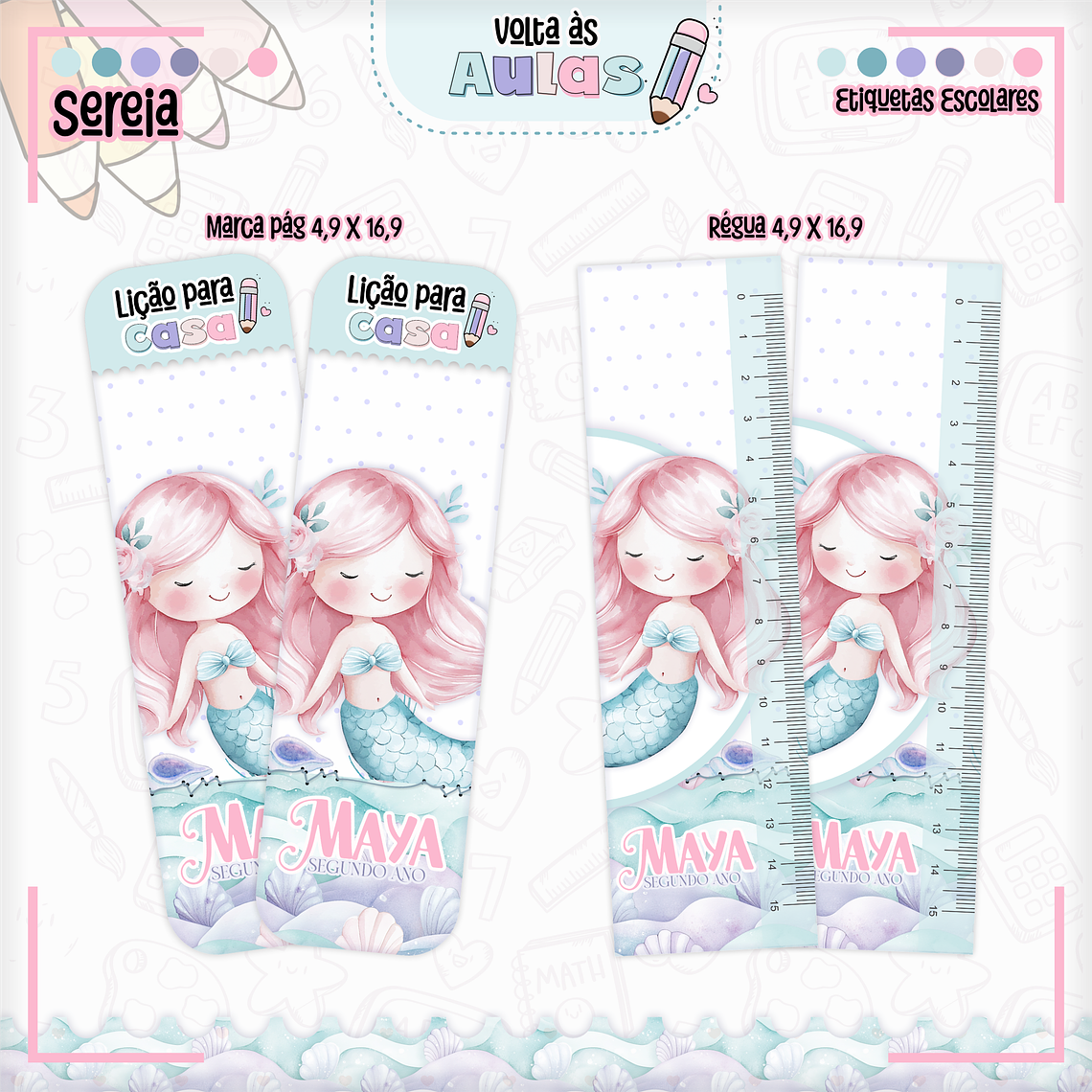 Arquivo Encadernação Kit Escolar - Sereia 6