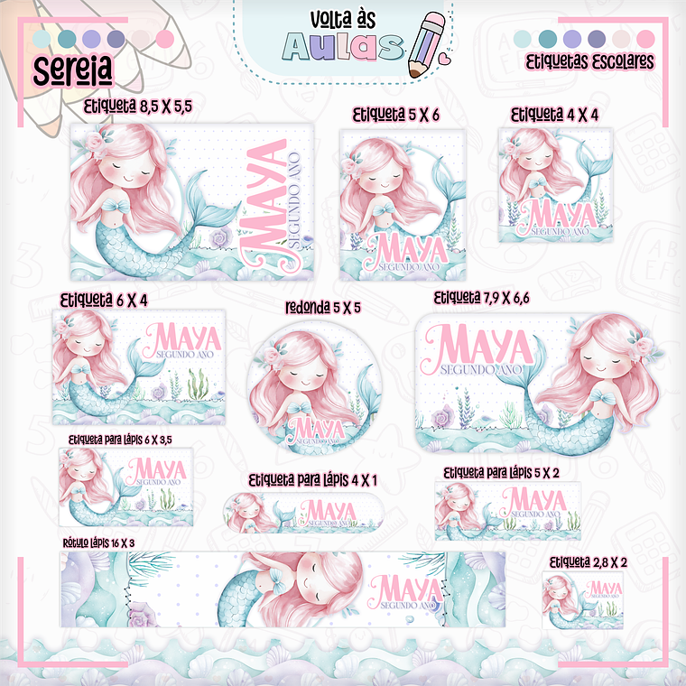 Arquivo Encadernação Kit Escolar - Sereia 7