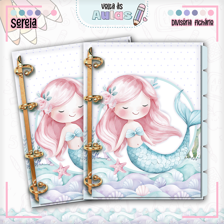 Arquivo Encadernação Kit Escolar - Sereia 9