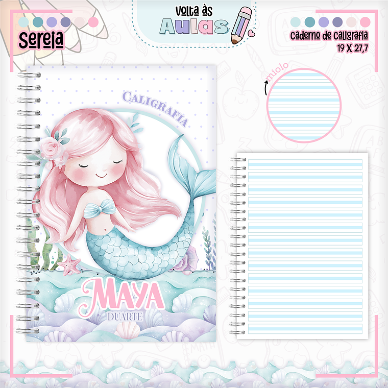 Arquivo Encadernação Kit Escolar - Sereia 10