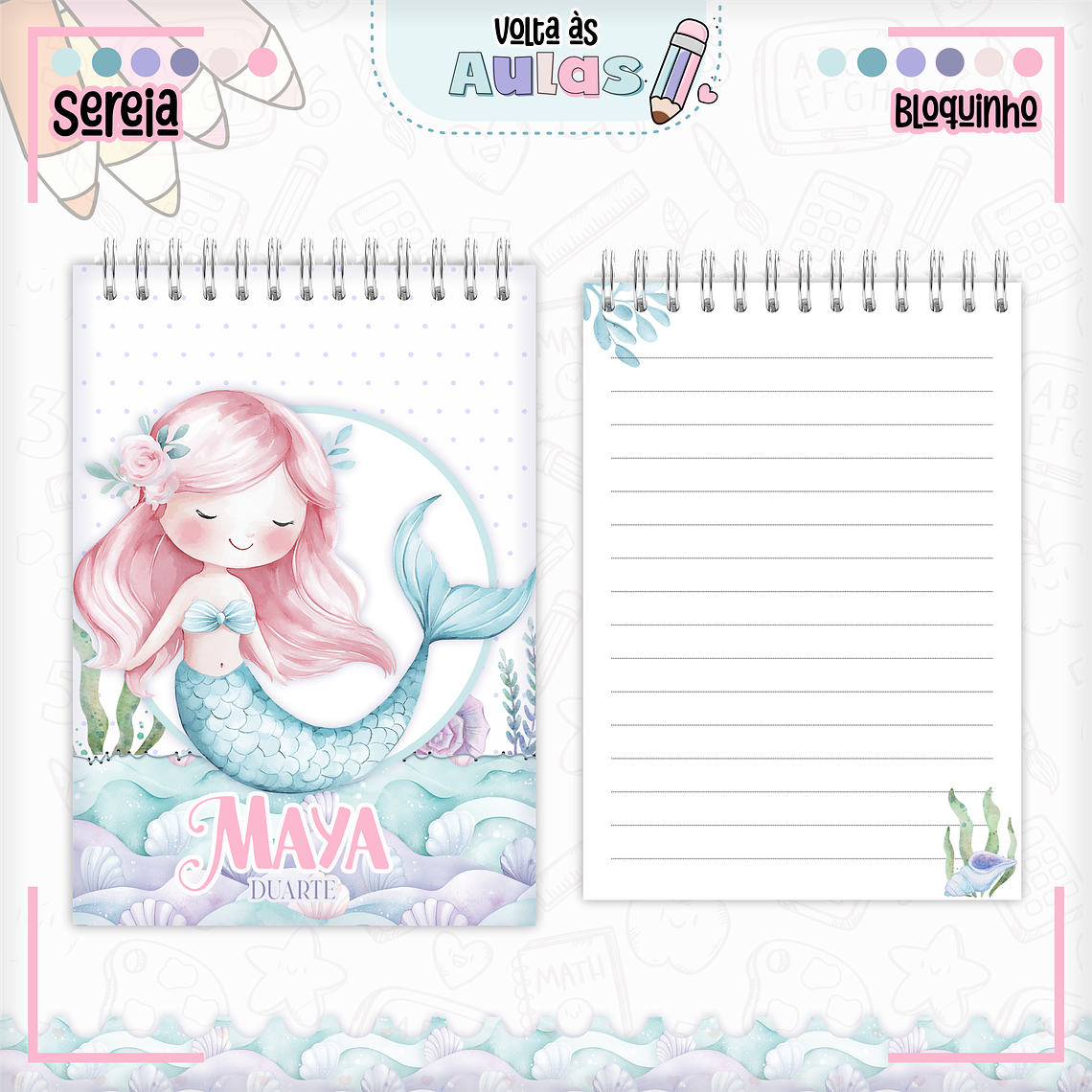 Arquivo Encadernação Kit Escolar - Sereia 14