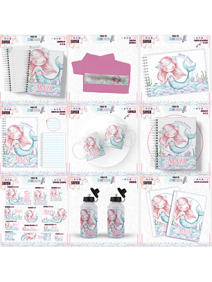 Arquivo Encadernação Kit Escolar - Sereia