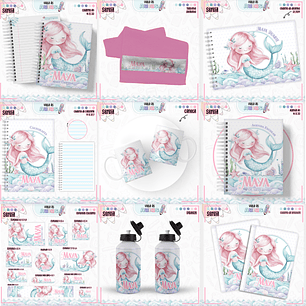 Arquivo Encadernação Kit Escolar - Sereia