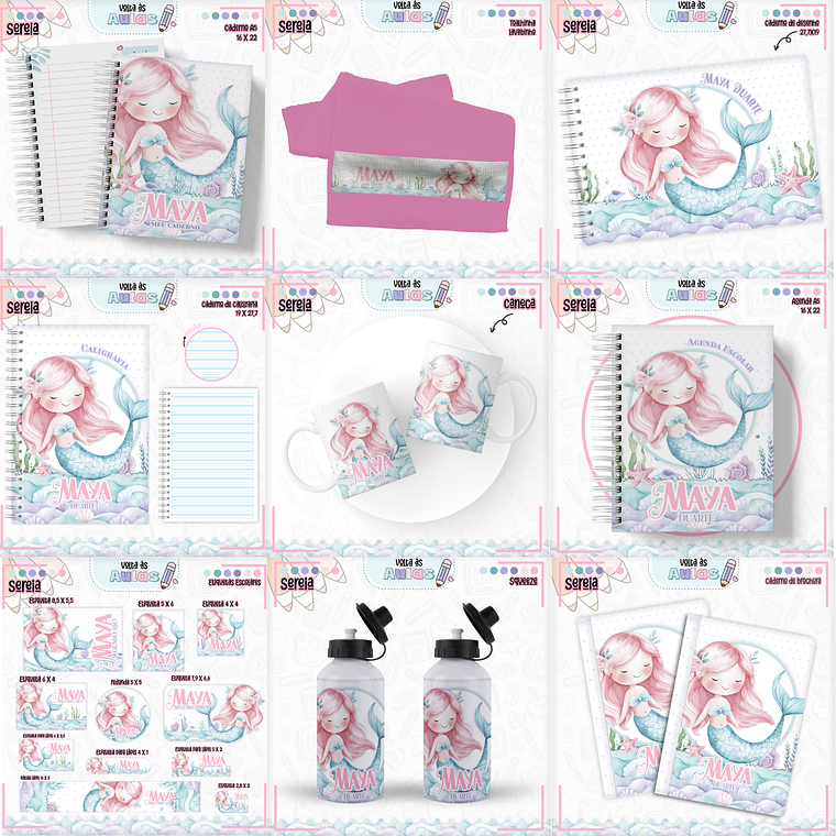 Arquivo Encadernação Kit Escolar - Sereia 1