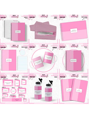 Arquivo Encadernação Kit Escolar - Neutro Rosa