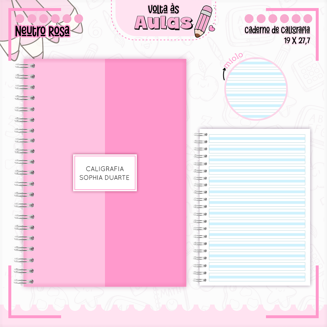 Arquivo Encadernação Kit Escolar - Neutro Rosa 2