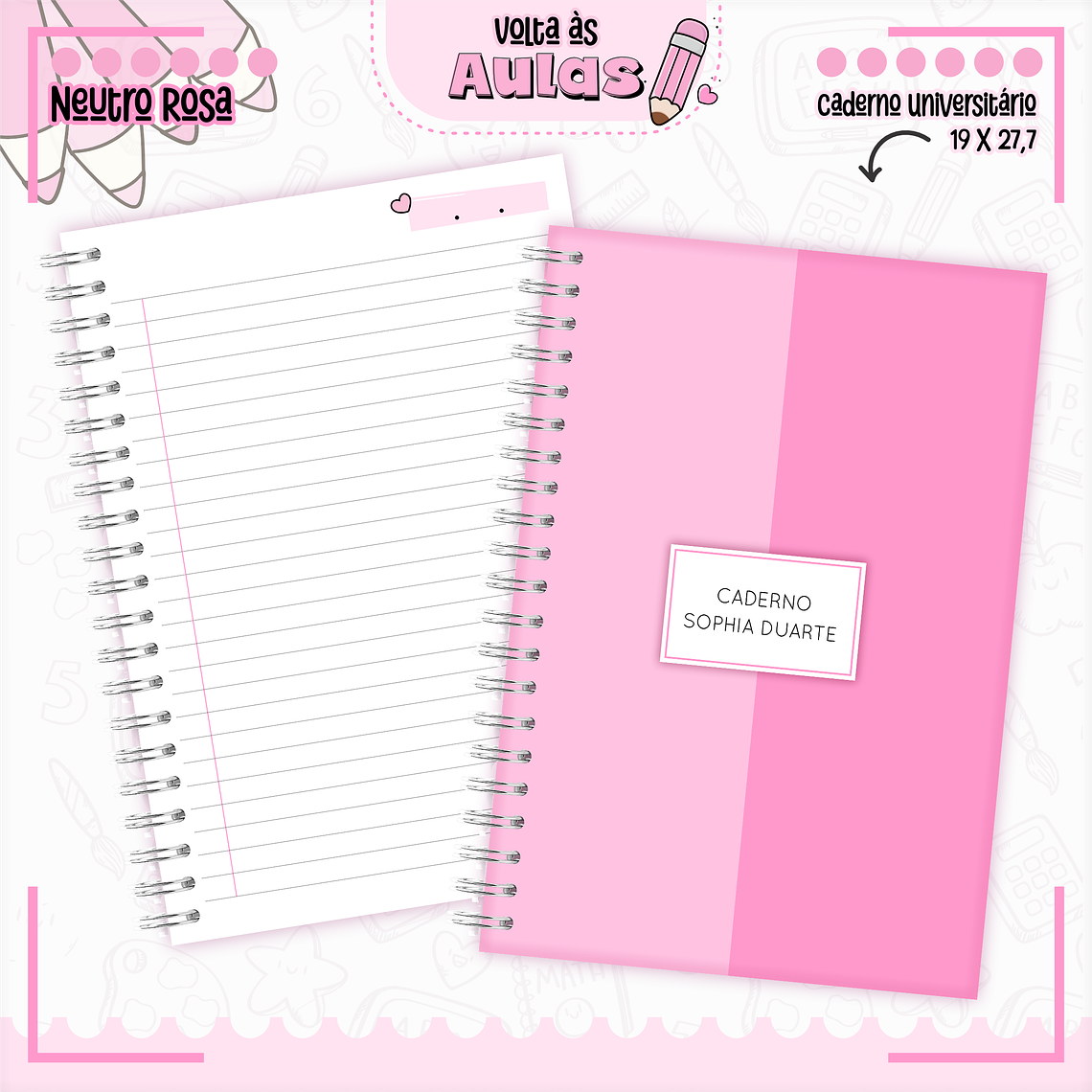 Arquivo Encadernação Kit Escolar - Neutro Rosa 3