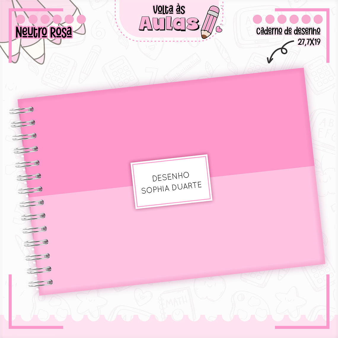 Arquivo Encadernação Kit Escolar - Neutro Rosa 4