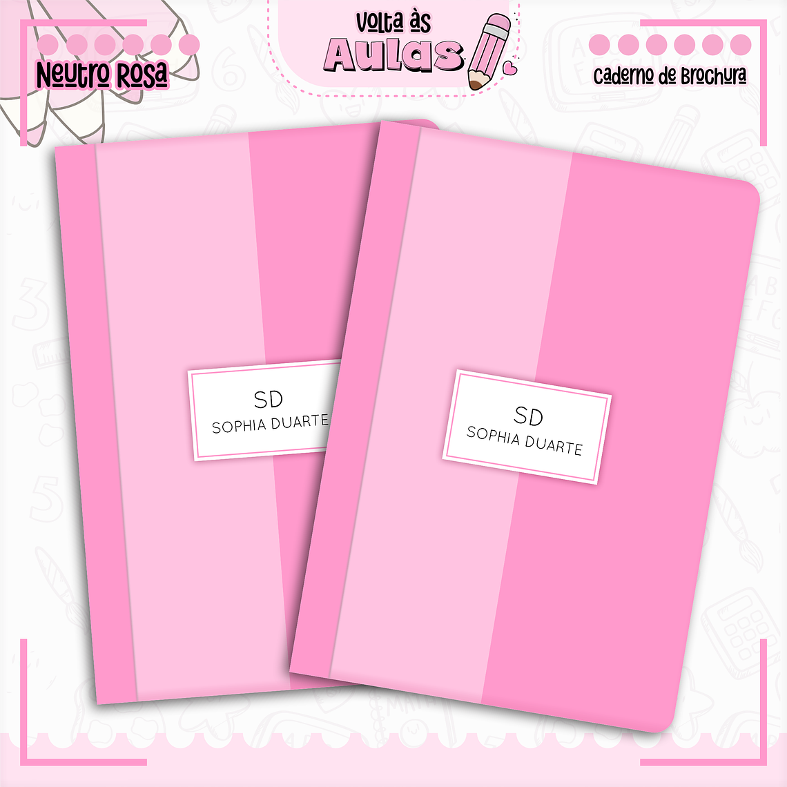 Arquivo Encadernação Kit Escolar - Neutro Rosa 5