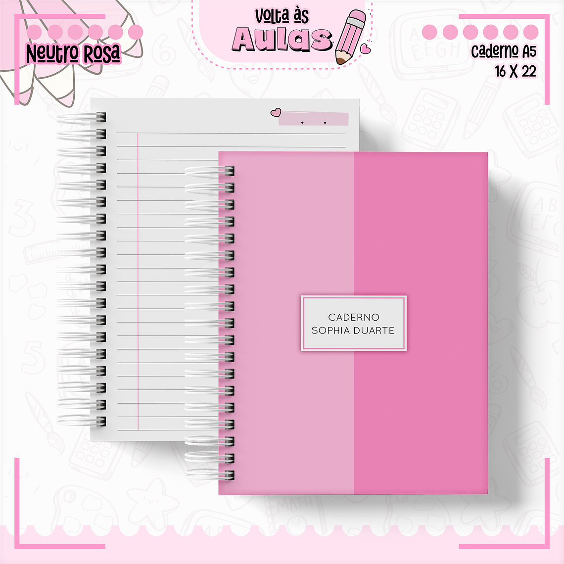 Arquivo Encadernação Kit Escolar - Neutro Rosa 6