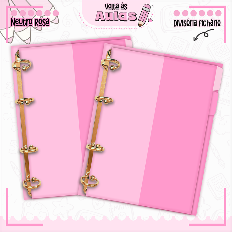 Arquivo Encadernação Kit Escolar - Neutro Rosa 8