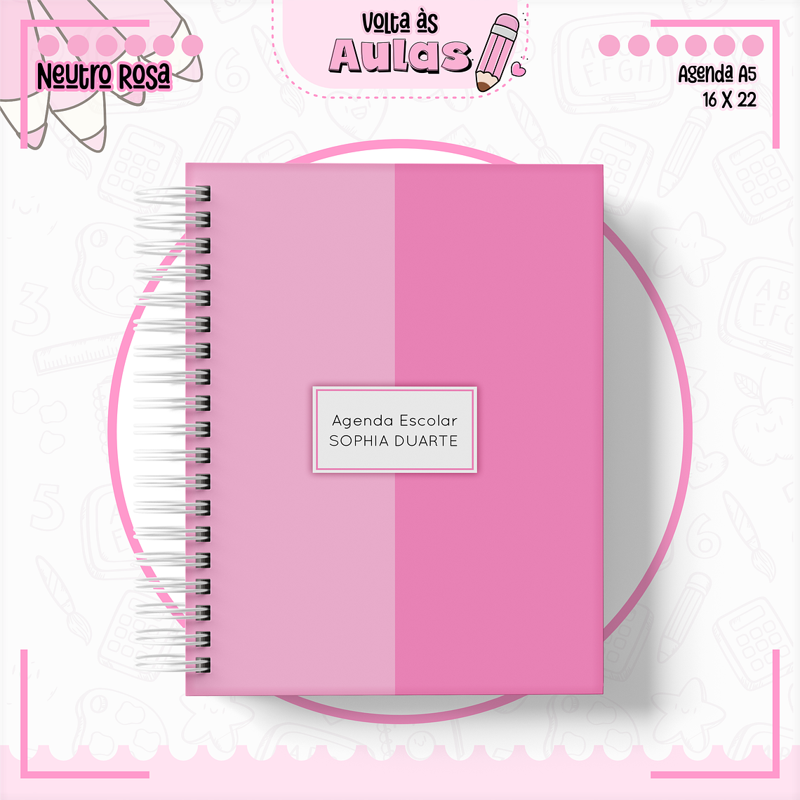 Arquivo Encadernação Kit Escolar - Neutro Rosa 9