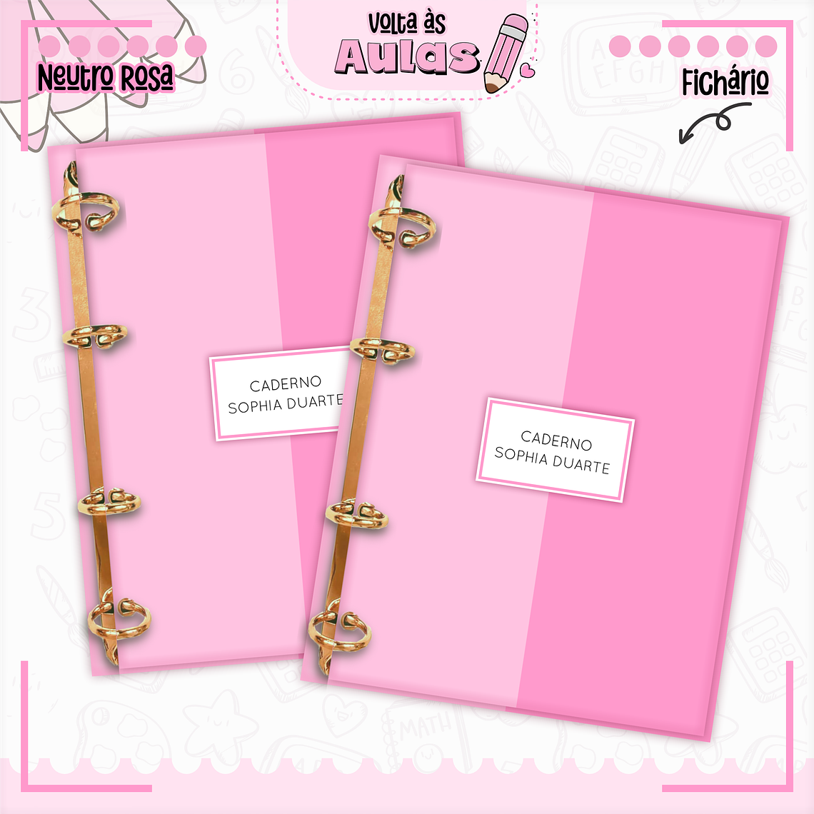 Arquivo Encadernação Kit Escolar - Neutro Rosa 10