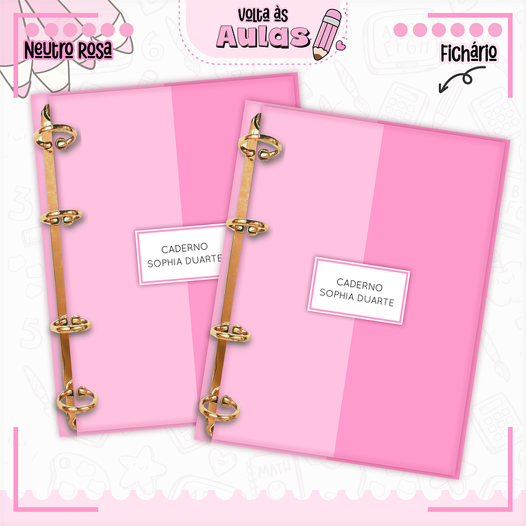 Arquivo Encadernação Kit Escolar - Neutro Rosa 10