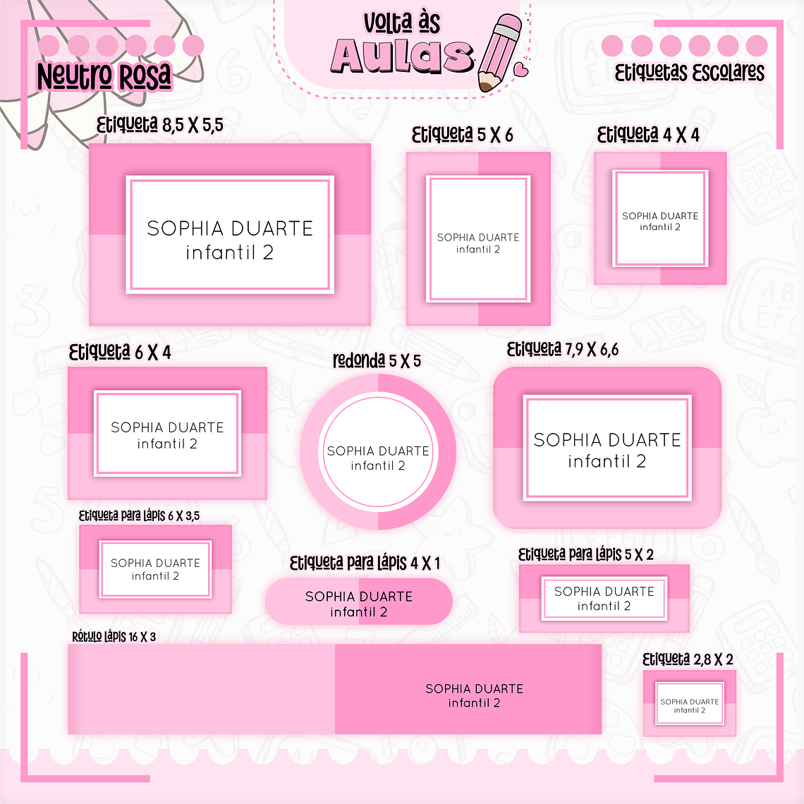 Arquivo Encadernação Kit Escolar - Neutro Rosa 11