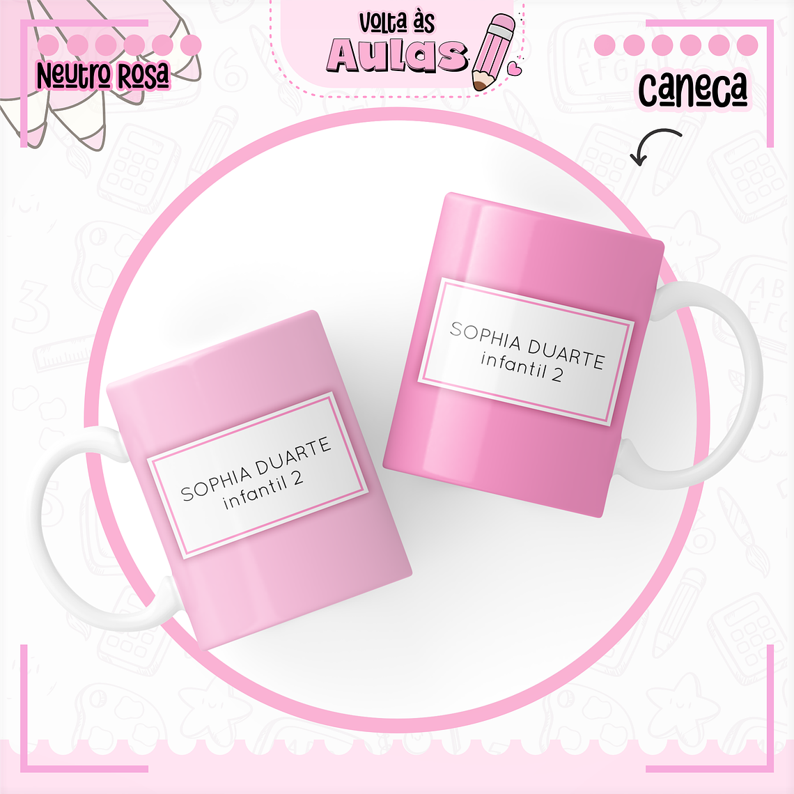 Arquivo Encadernação Kit Escolar - Neutro Rosa 13