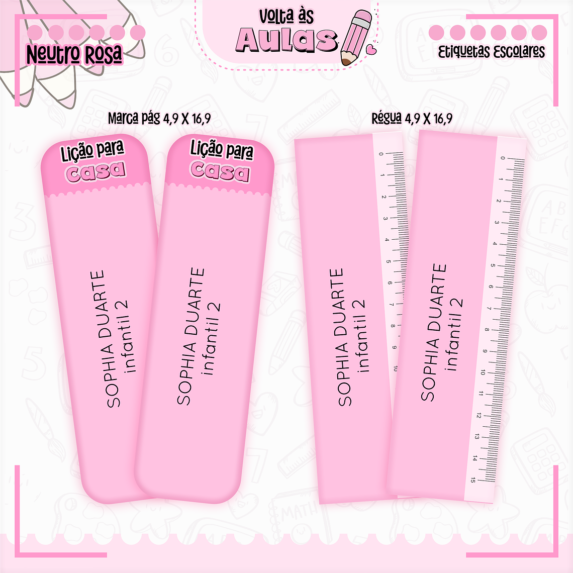 Arquivo Encadernação Kit Escolar - Neutro Rosa 14