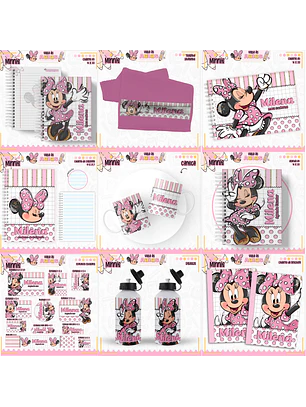 Arquivo Encadernação Kit Escolar - Minnie Rosa