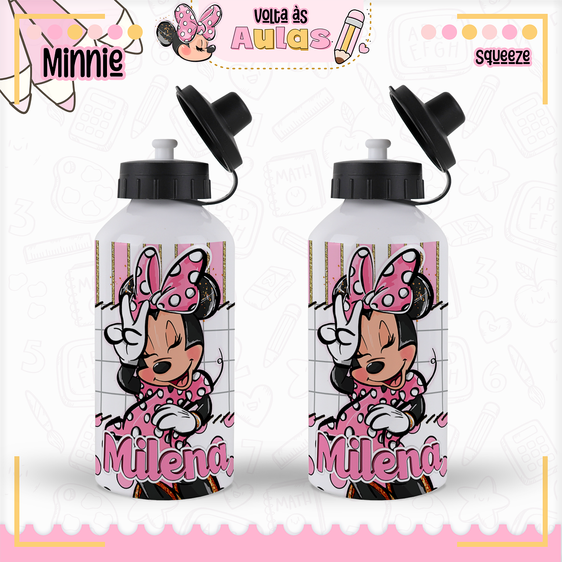 Arquivo Encadernação Kit Escolar - Minnie Rosa 10
