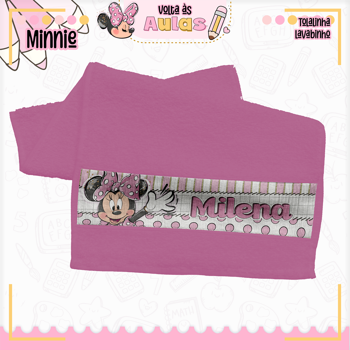 Arquivo Encadernação Kit Escolar - Minnie Rosa 16