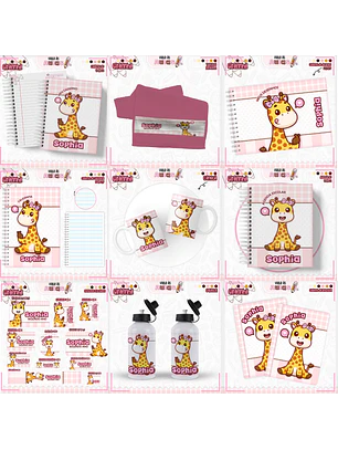 Arquivo Encadernação Kit Escolar - Girafinha