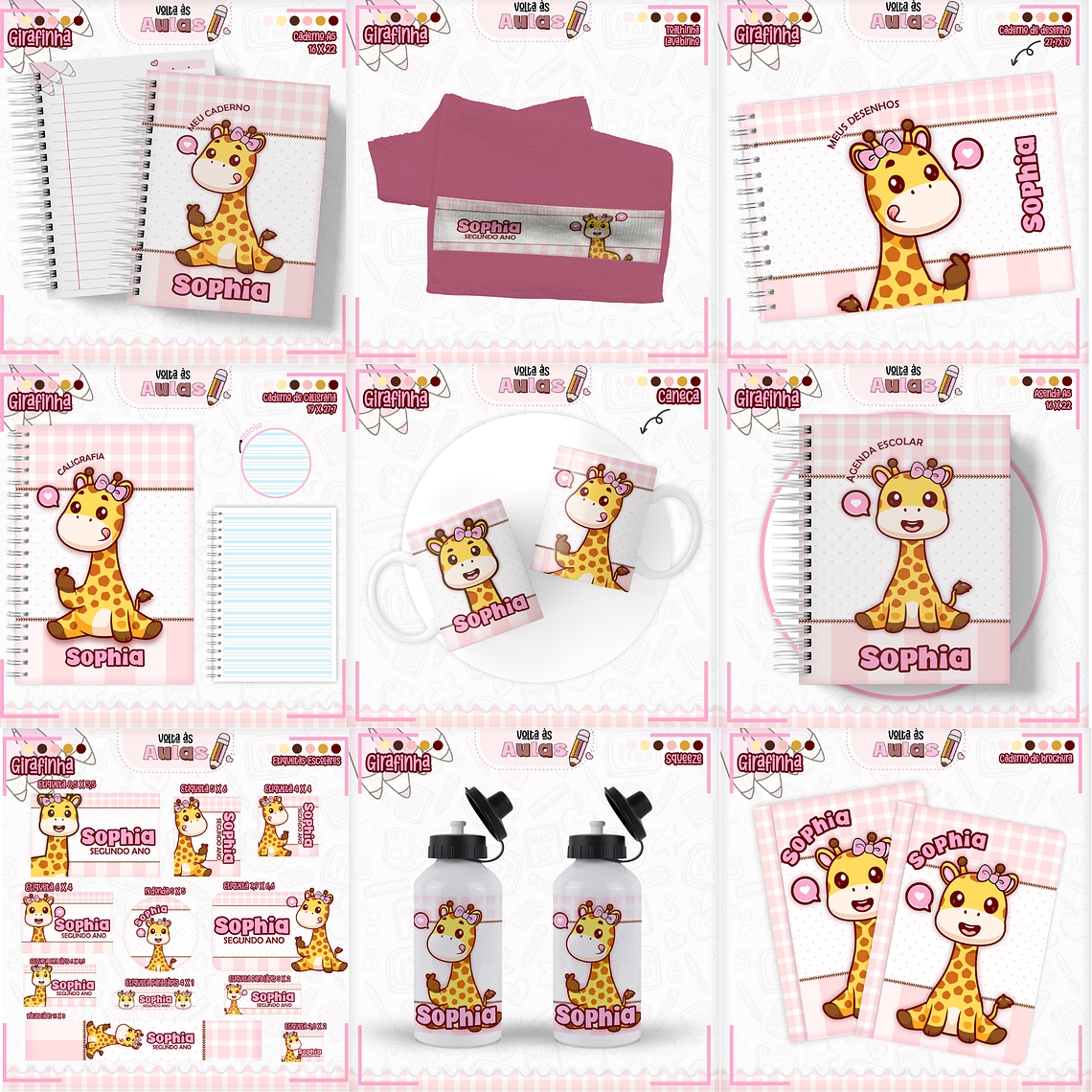 Arquivo Encadernação Kit Escolar - Girafinha 1