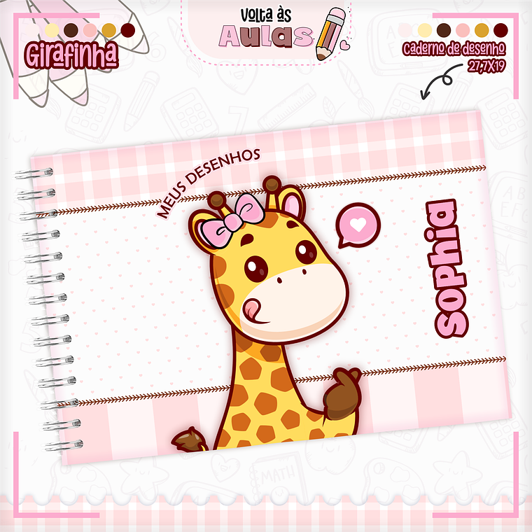 Arquivo Encadernação Kit Escolar - Girafinha 2