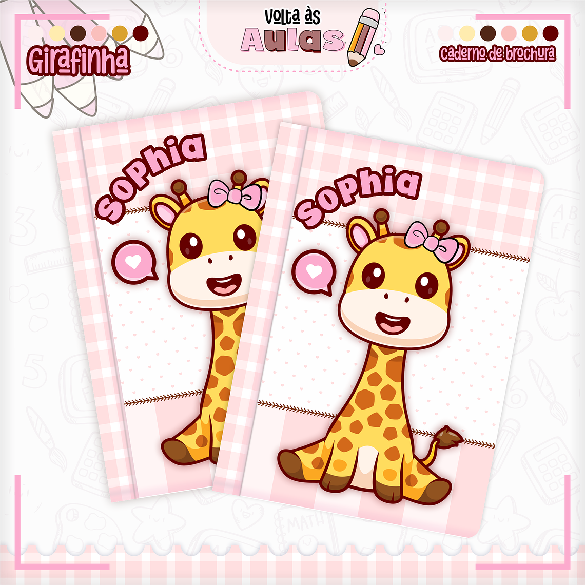 Arquivo Encadernação Kit Escolar - Girafinha 3
