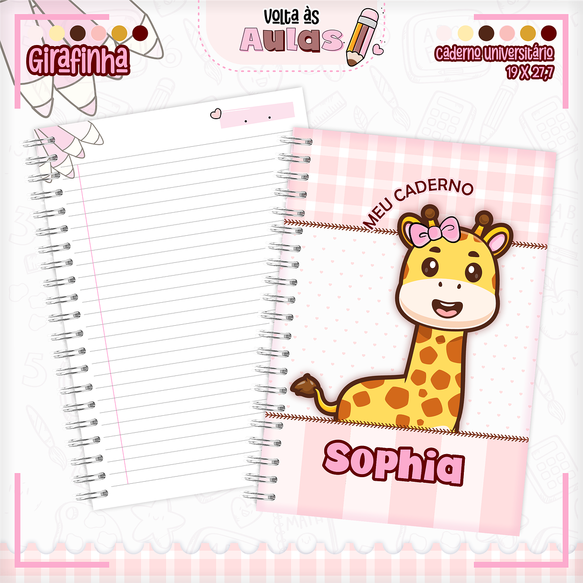 Arquivo Encadernação Kit Escolar - Girafinha 4