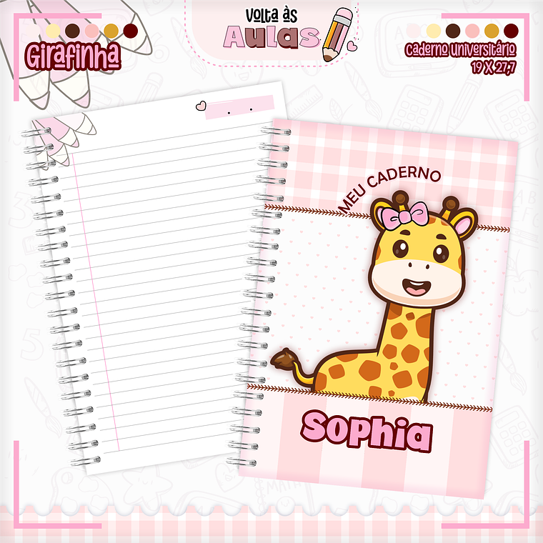 Arquivo Encadernação Kit Escolar - Girafinha 4