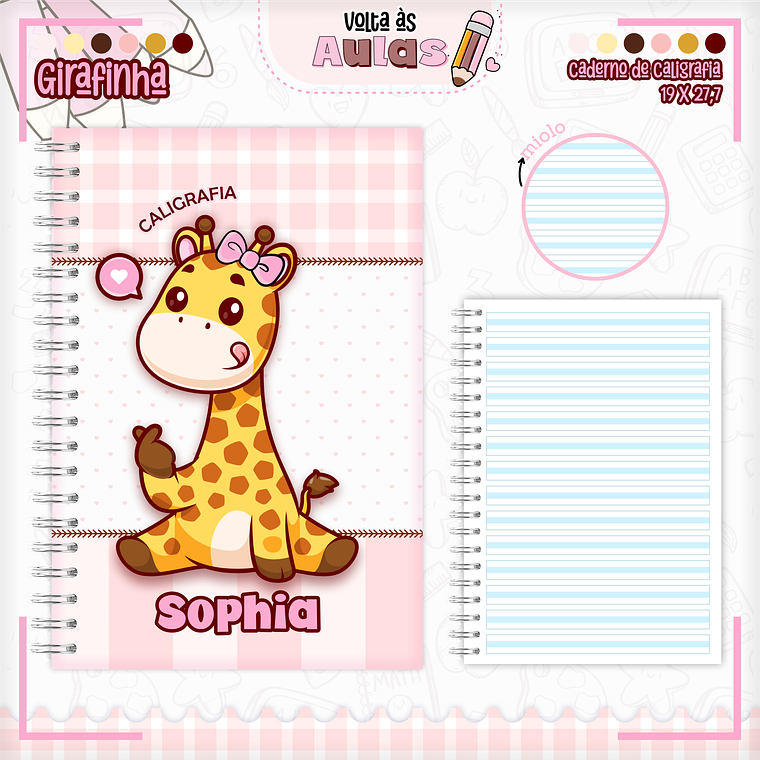 Arquivo Encadernação Kit Escolar - Girafinha 5