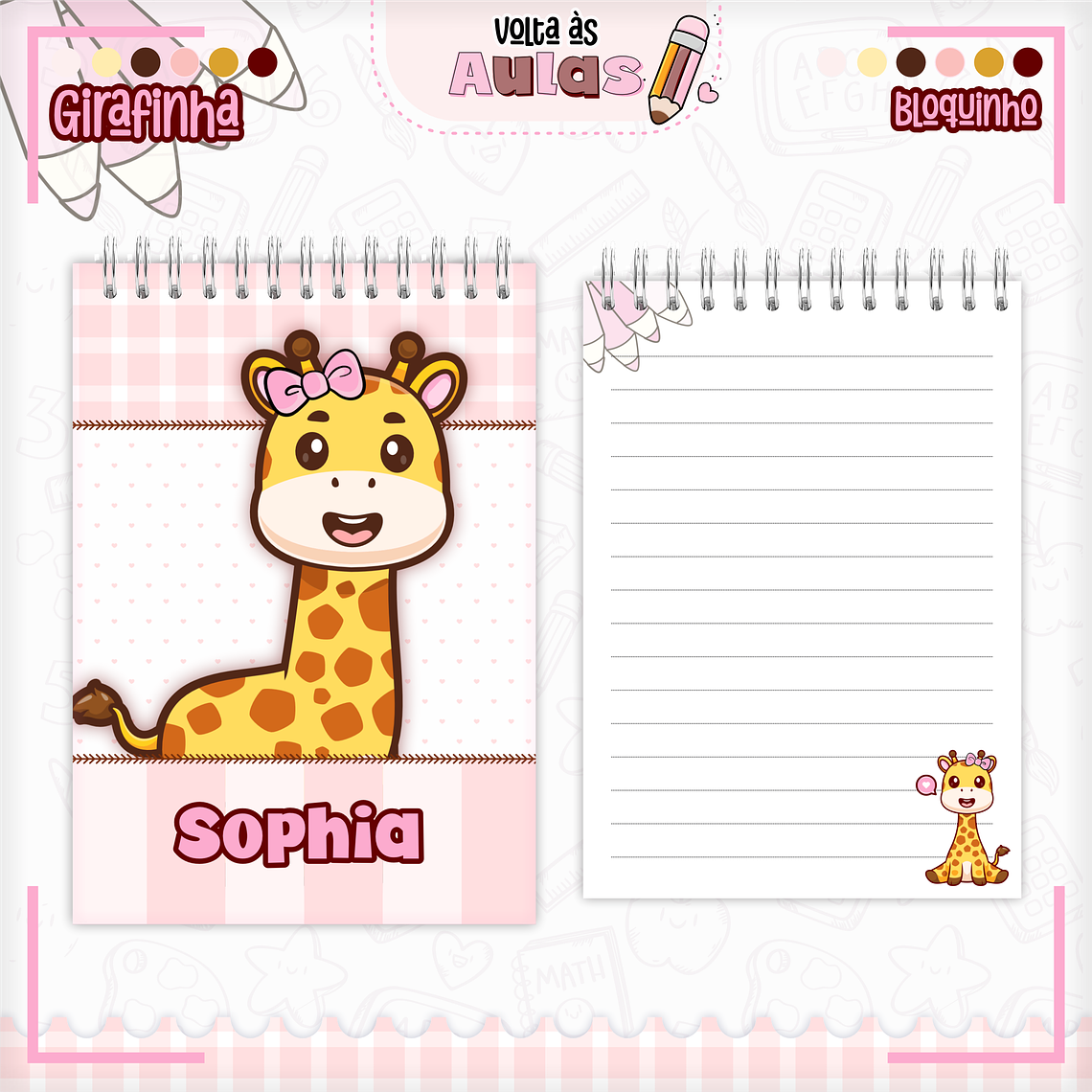 Arquivo Encadernação Kit Escolar - Girafinha 9