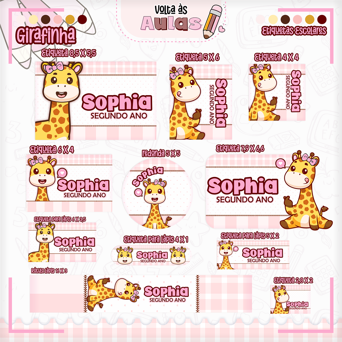 Arquivo Encadernação Kit Escolar - Girafinha 10