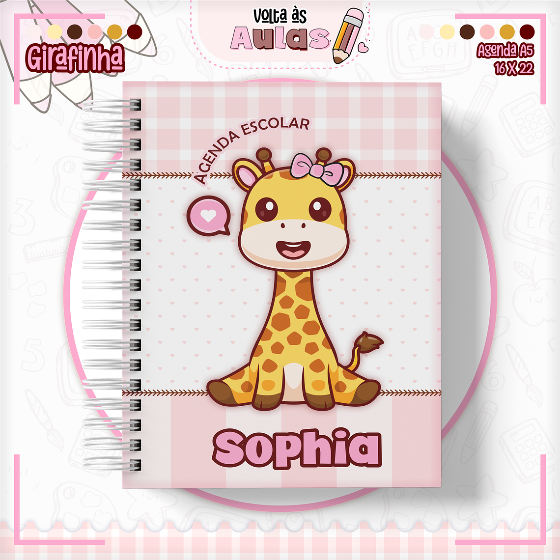 Arquivo Encadernação Kit Escolar - Girafinha 11