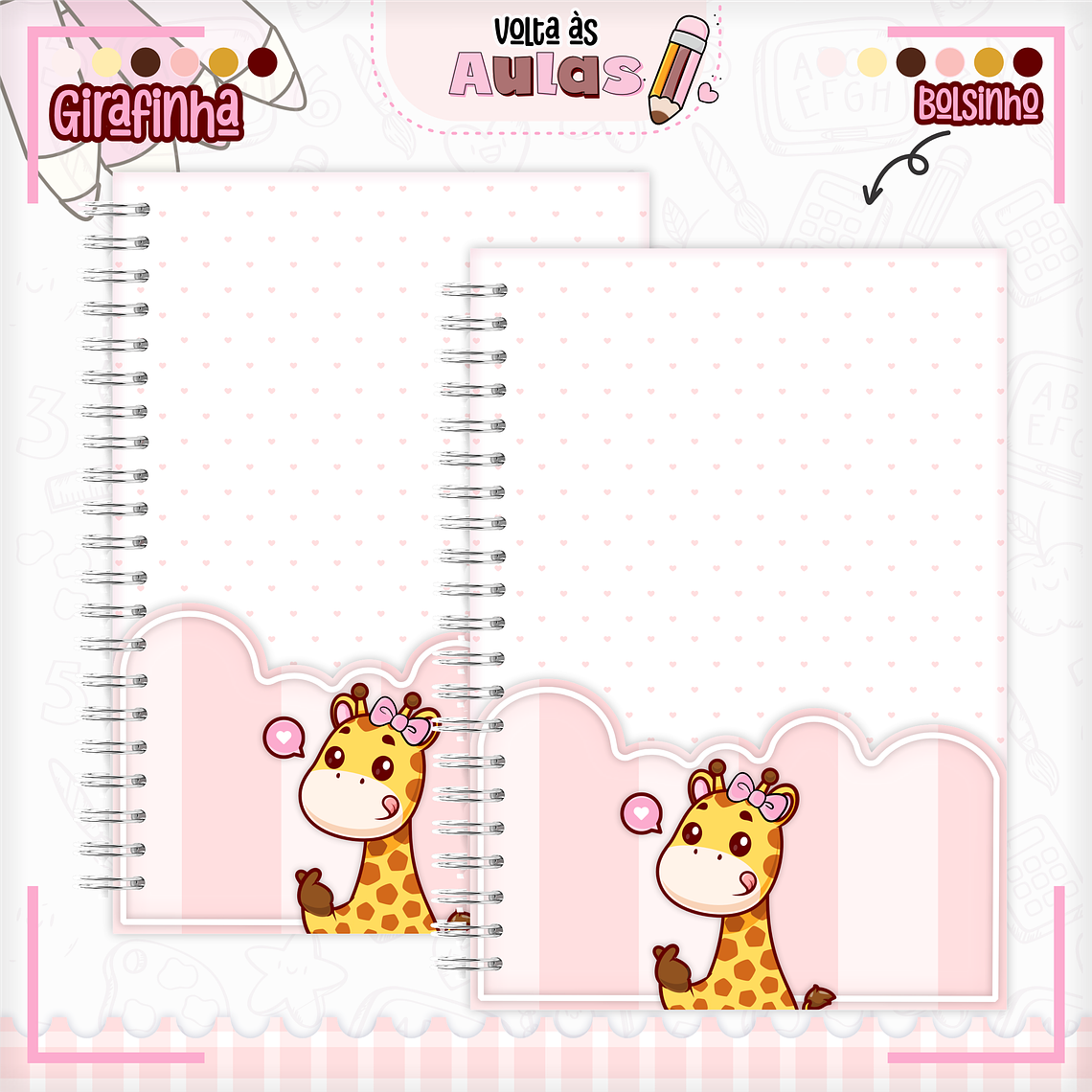 Arquivo Encadernação Kit Escolar - Girafinha 12
