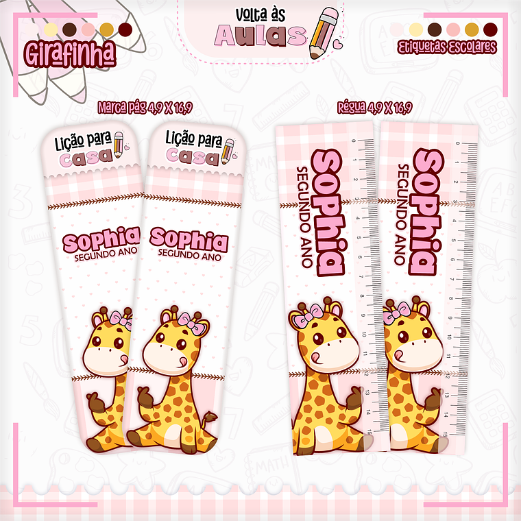 Arquivo Encadernação Kit Escolar - Girafinha 13